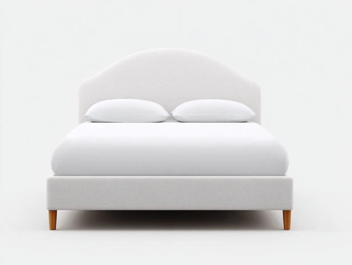 Cama doble tapizada 212×172×118 cm – beige – cabecero alto clásico para dormitorio
