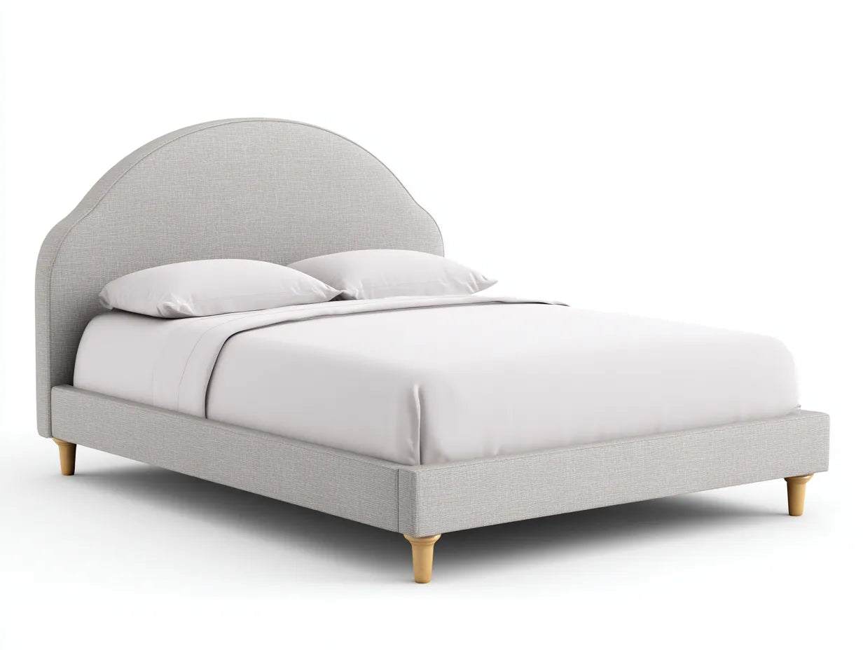 Cama doble tapizada 212 x 170 x 130 cm - gris humo - cabecero semicircular alto