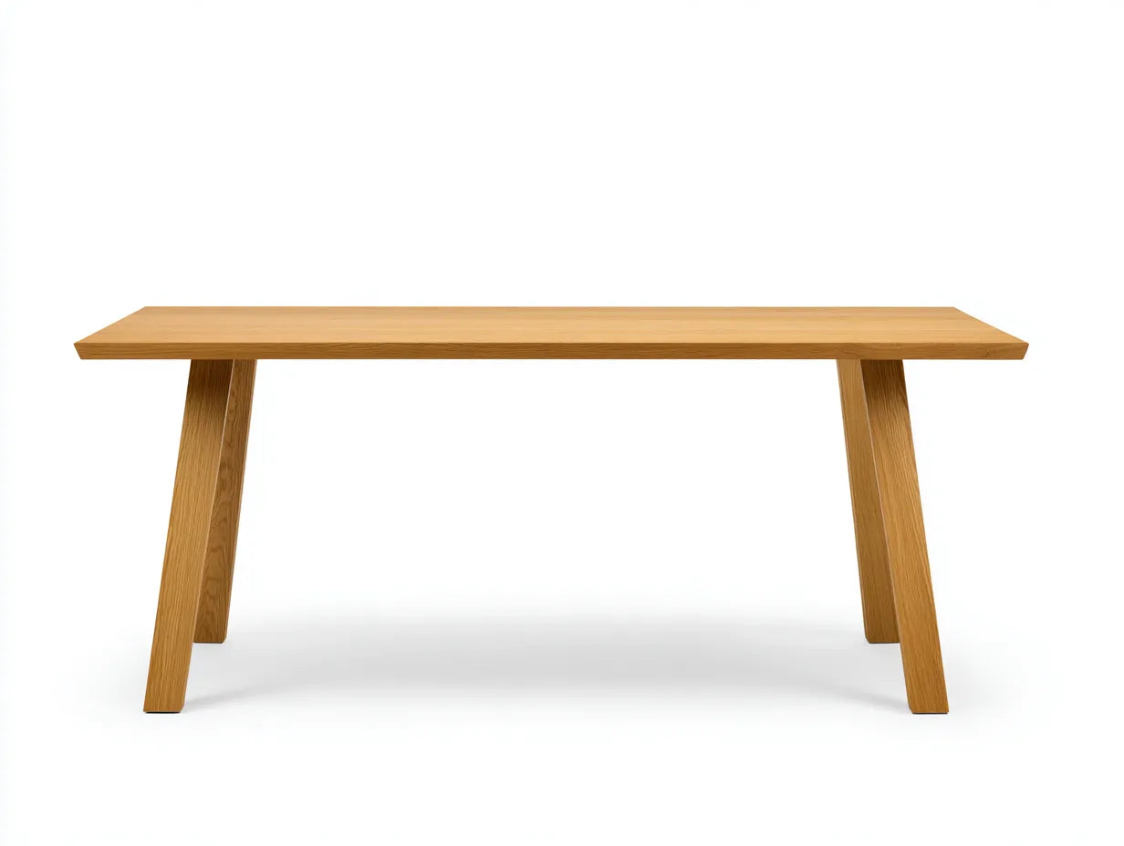 Mesa de comedor de madera 150×78×75 cm – roble natural – patas inclinadas para cocina