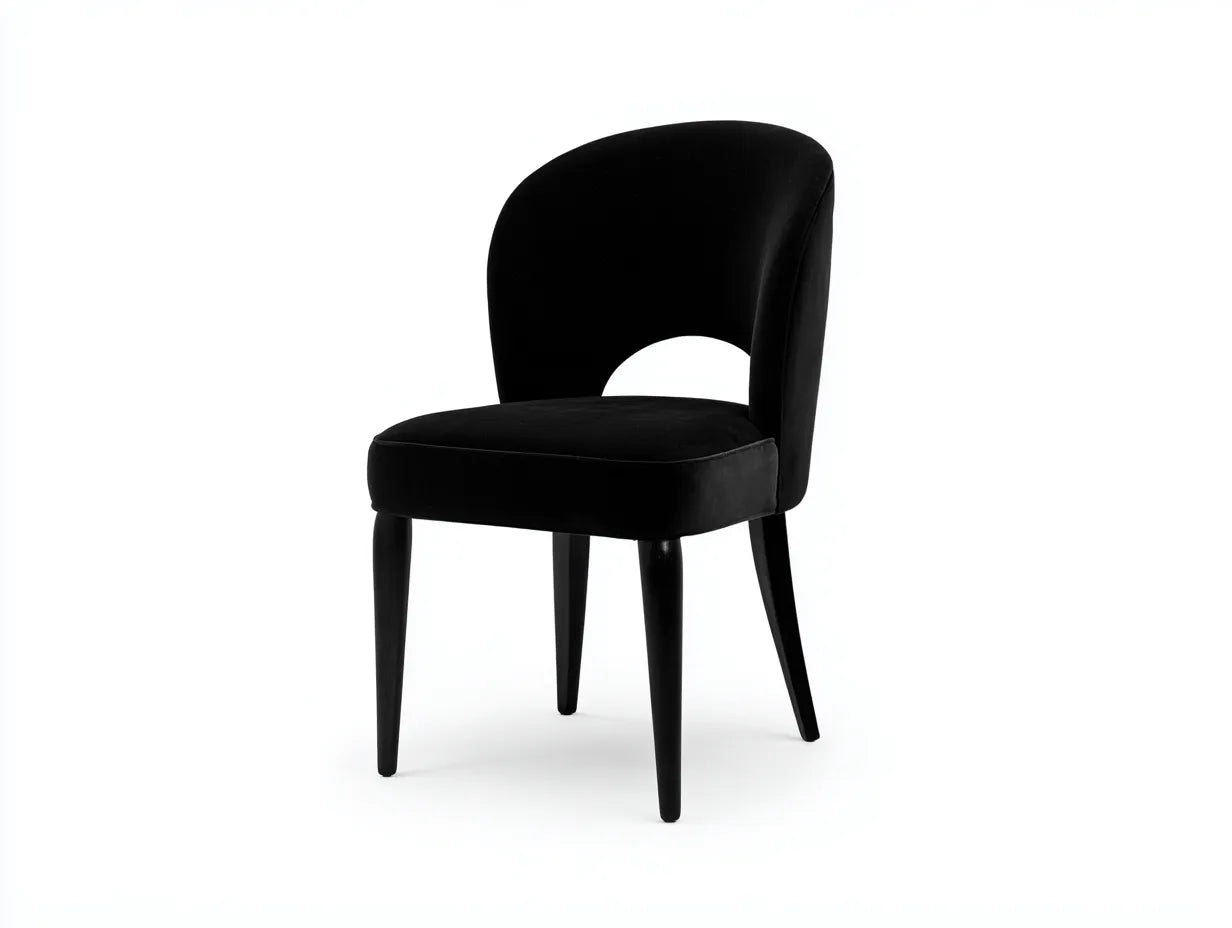 Silla de comedor de piel sintética negra para cocina - respaldo curvo
