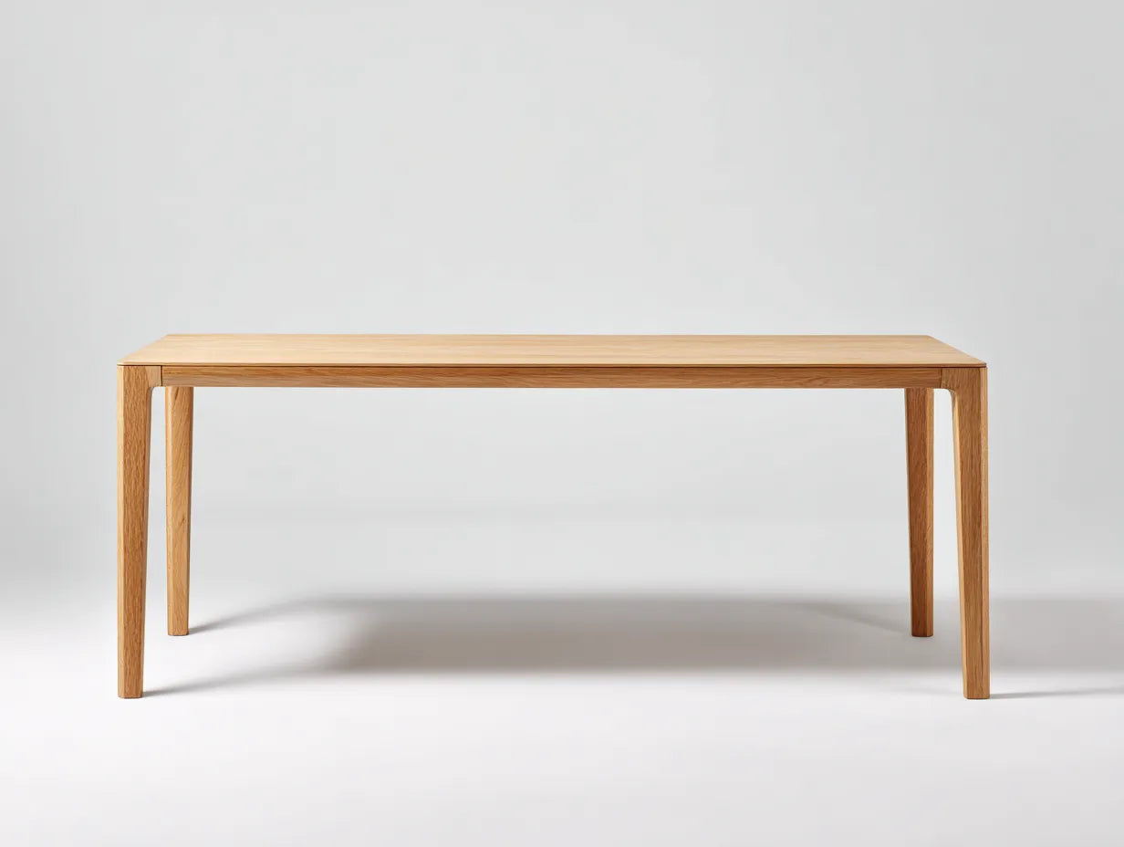 Mesa de comedor de madera 150×80×75 cm – roble natural – esquinas redondeadas para cocina