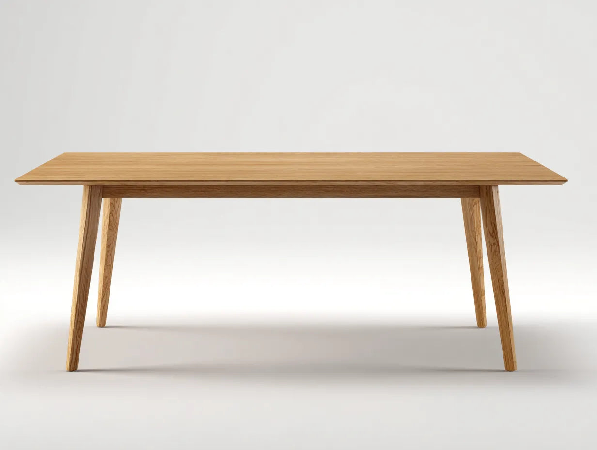 Mesa de comedor de madera 140×75×75 cm – roble claro – formato compacto para cocina