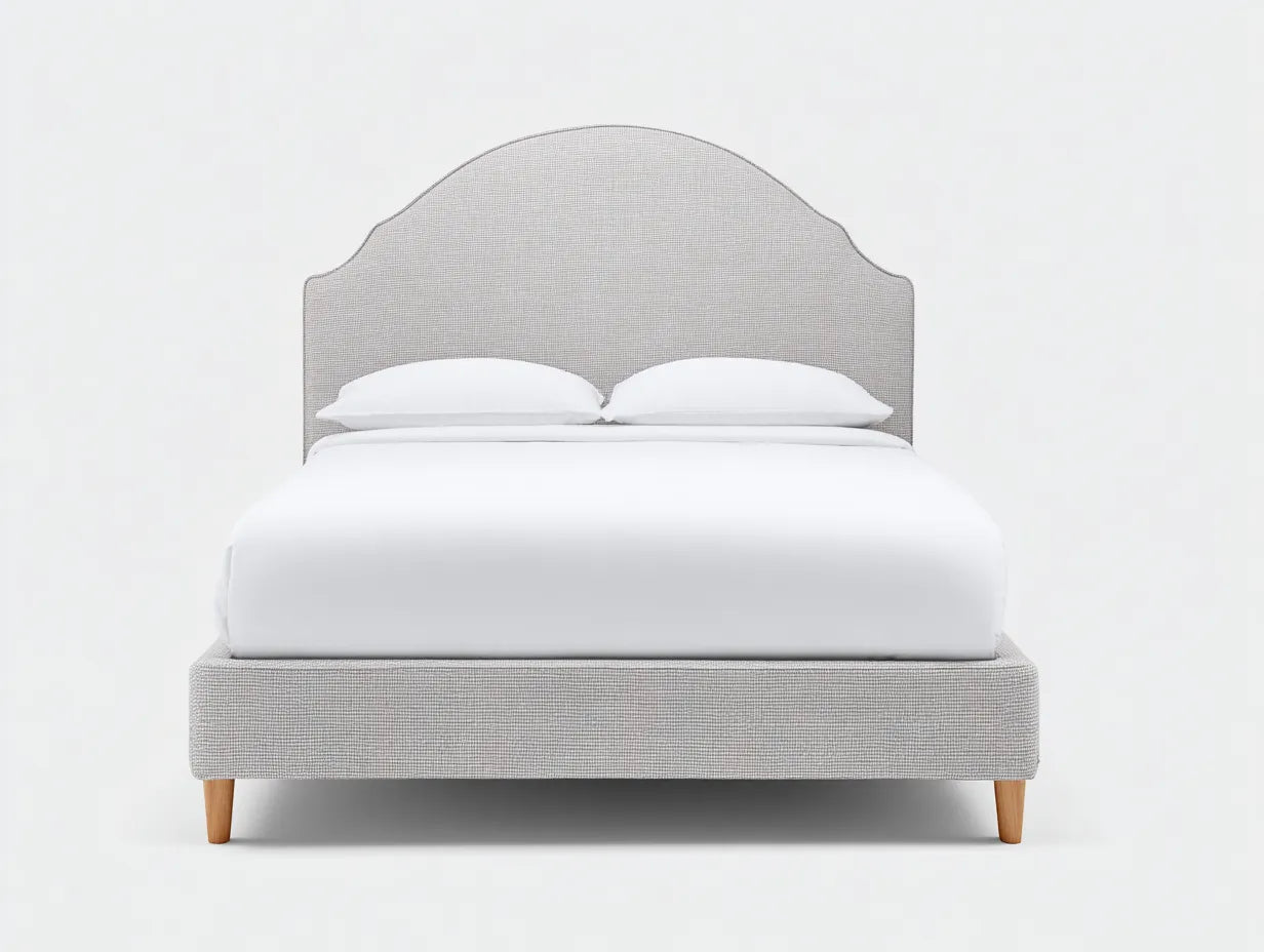 Cama doble tapizada 215 x 170 x 118 cm - gris lino - cabecero curvo ancho