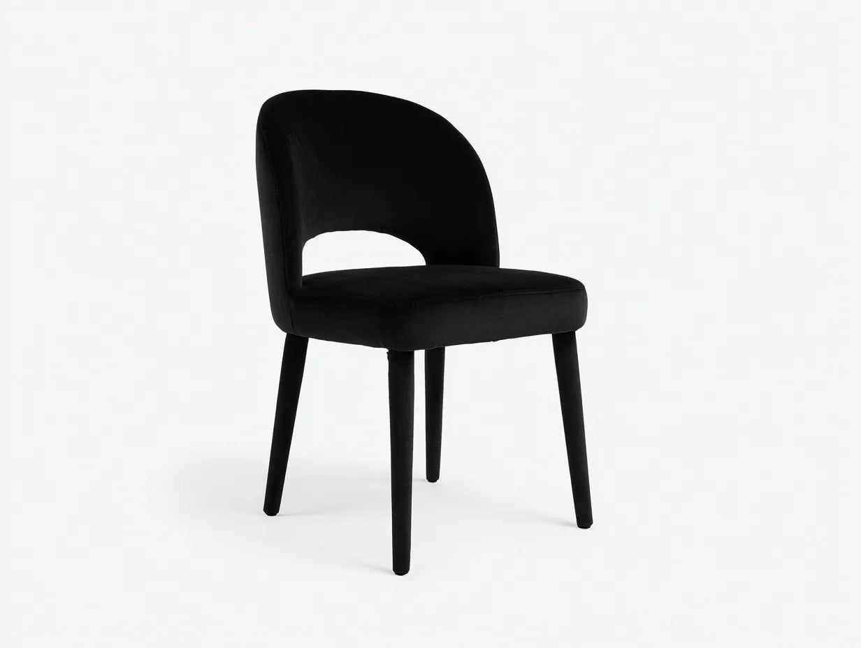 Silla de comedor tapizada en terciopelo 54×57×82 cm – negro – respaldo abierto para cocina