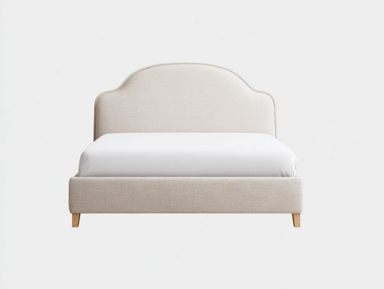 Cama doble tapizada 210 x 170 x 110 cm - gris perla - cabecero de arco bajo