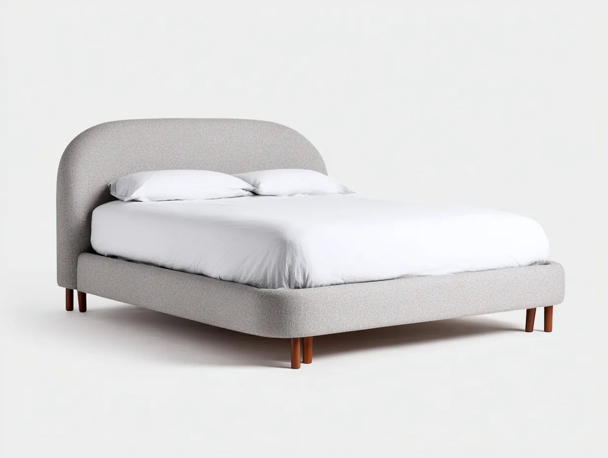 Cama doble tapizada 210 x 160 x 125 cm - gris piedra - cabecero coronado