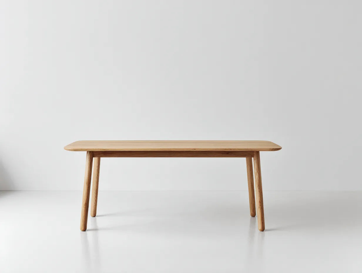 Mesa de comedor de madera 140×80×75 cm – roble claro – diseño recto para cocina
