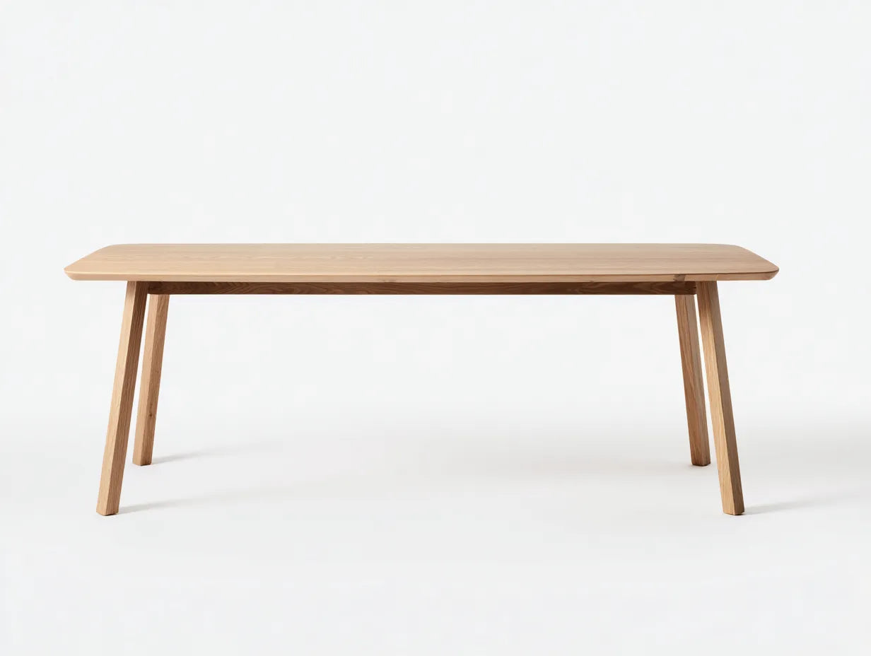 Mesa de comedor de madera 160×85×75 cm – roble claro – estructura minimalista para cocina