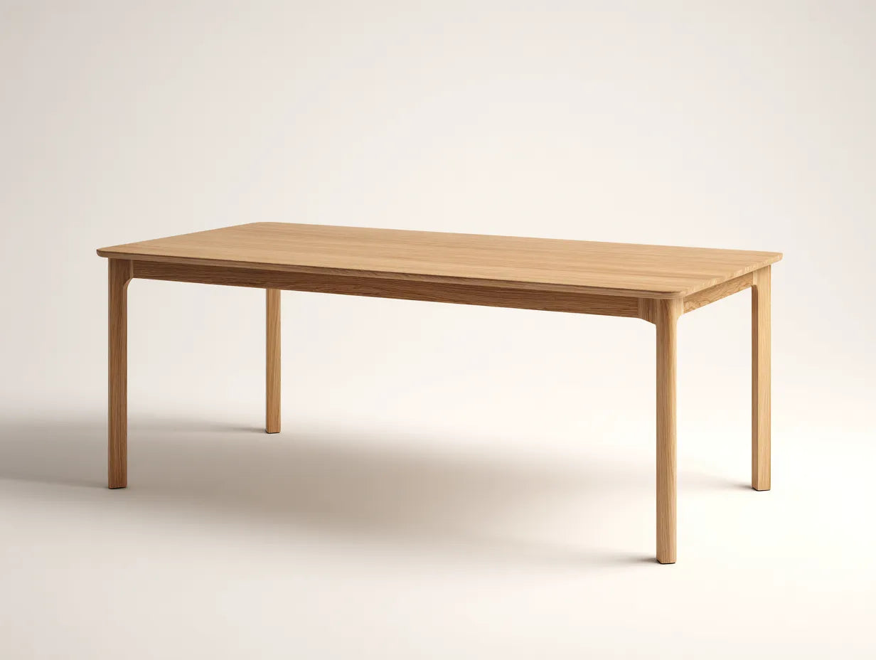 Mesa de comedor de roble macizo 175 x 88 x 75 cm - roble rubio - patas inclinadas