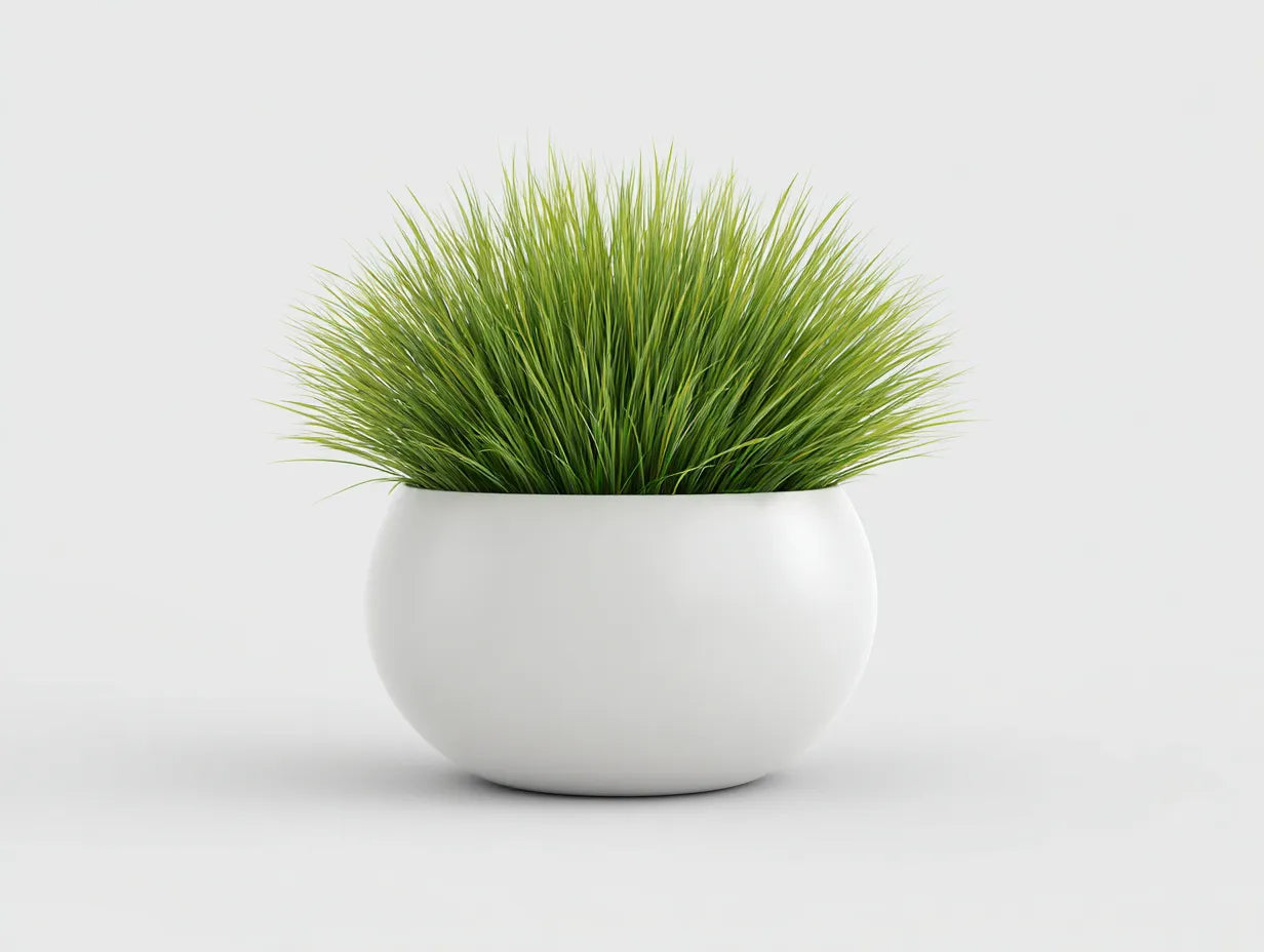 Maceta de cerámica 42×42×34 cm – blanco – forma esférica para salón