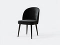 Silla de comedor de terciopelo negro y madera natural para cocina - respaldo abierto