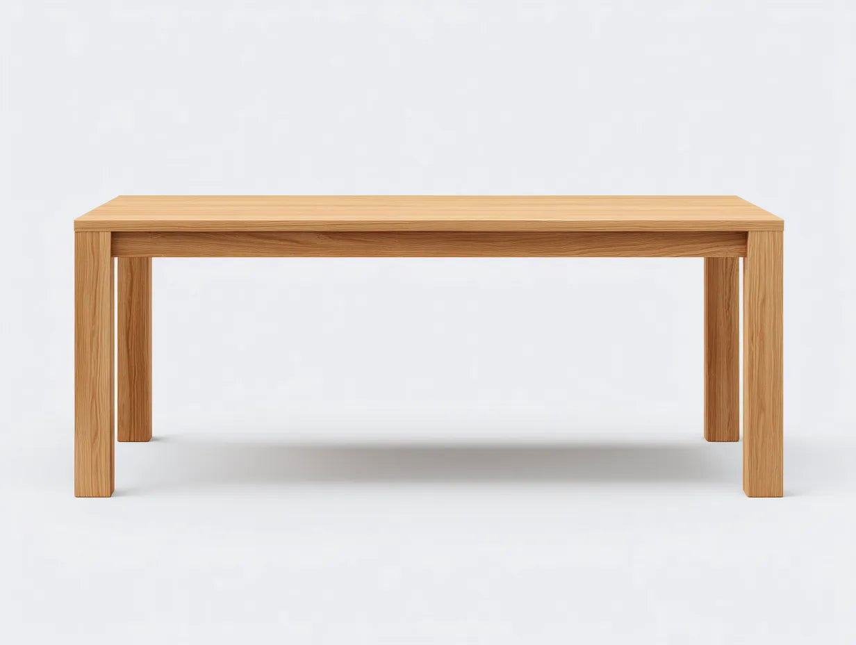 Mesa de comedor de roble 150×80×75 cm – roble claro – tablero biselado para cocina