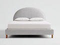 Cama doble tapizada 208 x 165 x 105 cm - gris claro - cabecero ovalado bajo