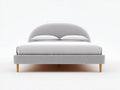 Cama doble tapizada de tejido 215×175×112 cm – gris claro – cabecero curvo para dormitorio
